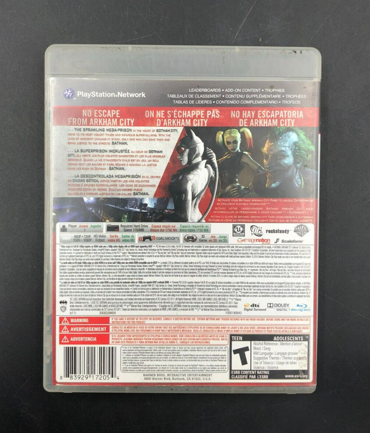 Batman: Arkham City (PlayStation 3, PS3) w/ EN/FR Manuals + Inserts