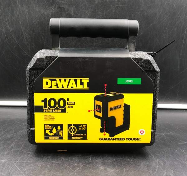DeWalt DW08302 100 ft (30m) Range 3-Spot Red Laser Level - NEW