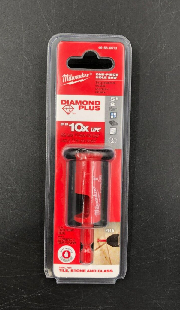Milwaukee Diamond Plus 5/8"/15mm One-Piece Hole Saw - Red (49-56-0513) - NEW
