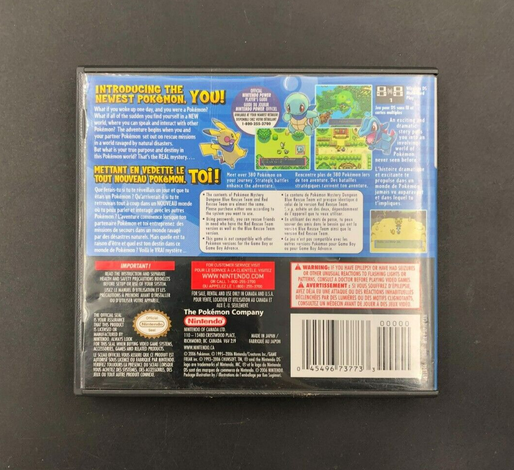 Pokemon Mystery Dungeon: Blue Rescue Team (Nintendo DS) w/ Manual + Inserts