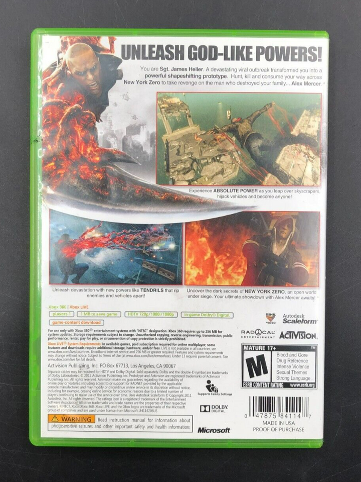 [Prototype 2] (XBOX 360) No Manual