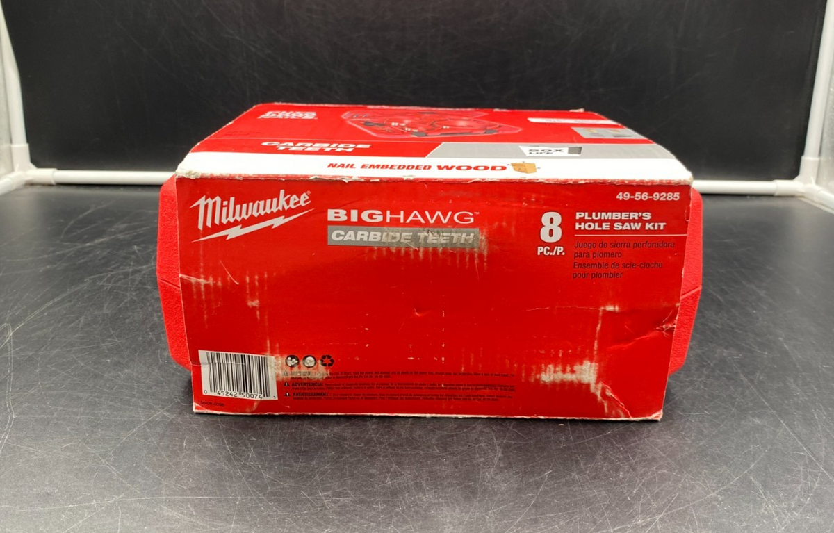 Milwaukee 49-56-9285 8pc Plumber's Hole Saw Kit Big Hawg Carbide Teeth - NEW