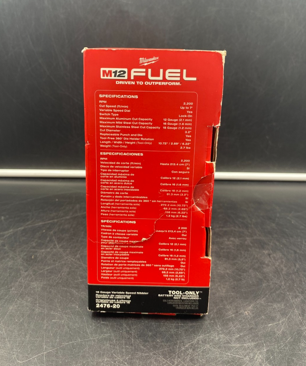 Milwaukee 2476-20 M12 Fuel 16 Gauge Variable Speed Nibbler (Tool-Only) - NEW