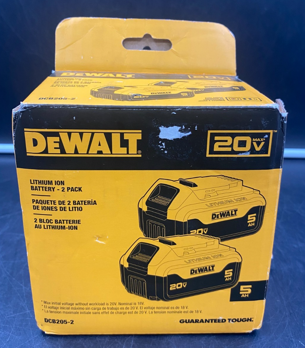 DEWALT 5AH 20V BATTERY - 2 PACK DCB205-2 *USED, SEE PICS*