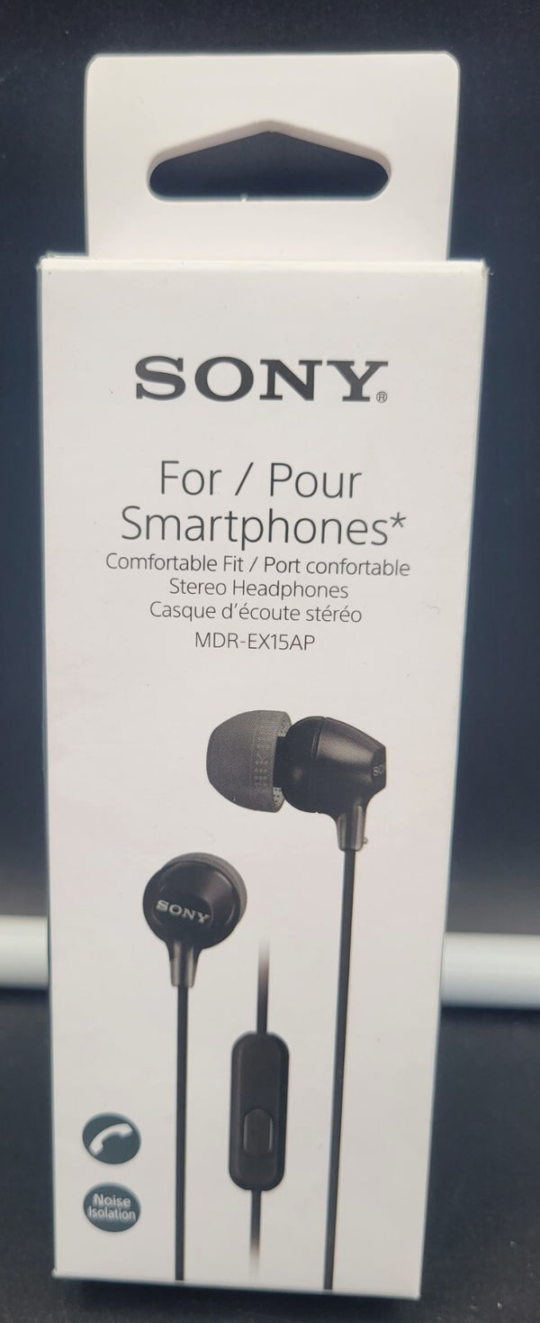 SONY MDR-EX15AP: For Smartphones Stereo Headphones (Black) *NEW, SEALED*