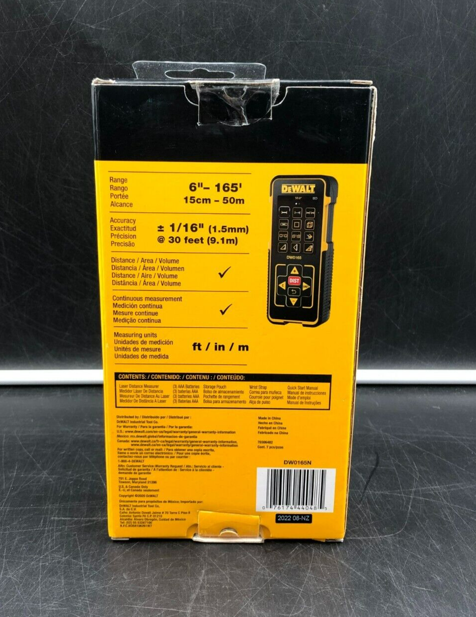 DeWalt DW0165N 165'(ft)/50m Red Laser Distance Measurer - BRAND NEW~~