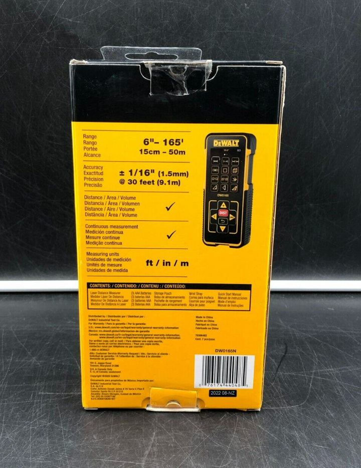 DeWalt DW0165N 165'(ft)/50m Red Laser Distance Measurer - BRAND NEW~~