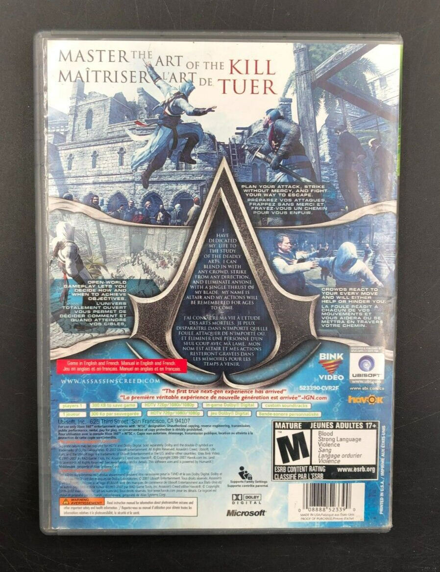 Assassin's Creed - Platinum Hits (XBOX 360) w/ Manual