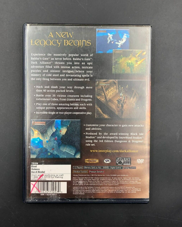 Baldur's Gate: Dark Alliance (Sony PlayStation 2, PS2) in Case