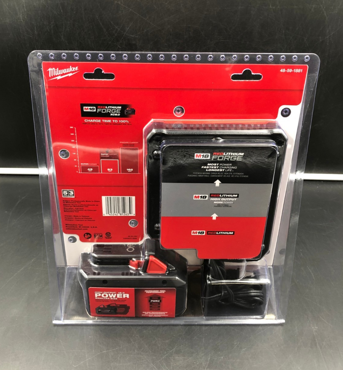 Milwaukee 48-59-1881 M18 Red Lithium Forge XC8.0 Battery & Charger Kit - NEW