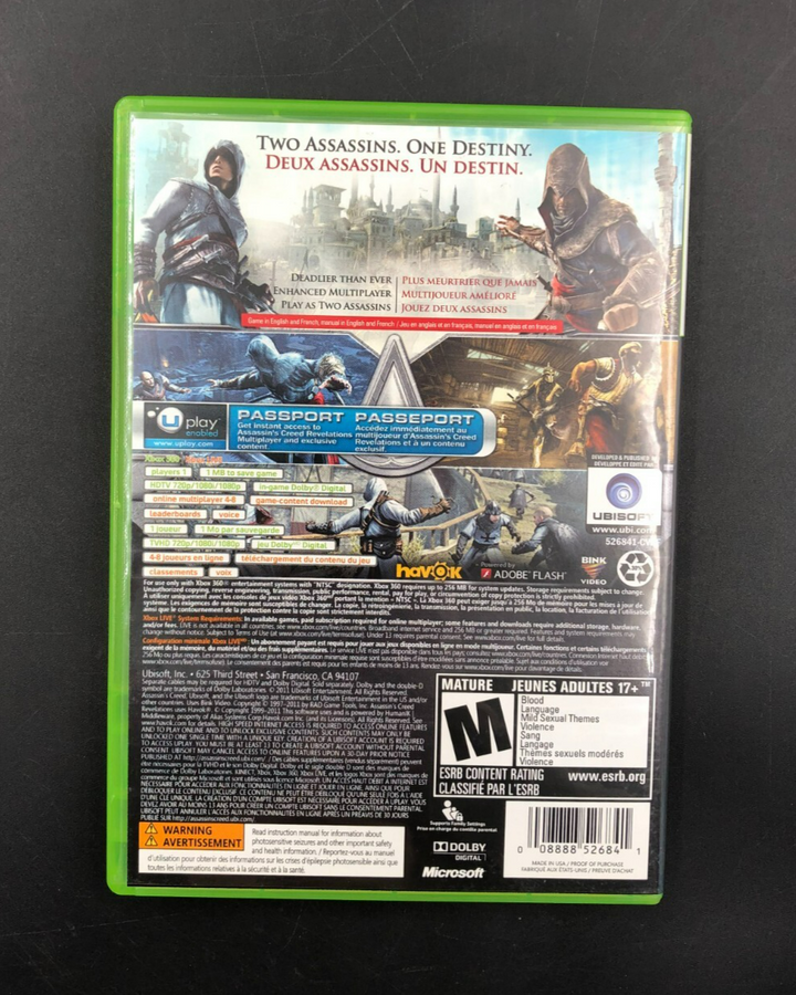 Assassin's Creed: Revelations (Microsoft XBOX 360) w/ Manual + Insert