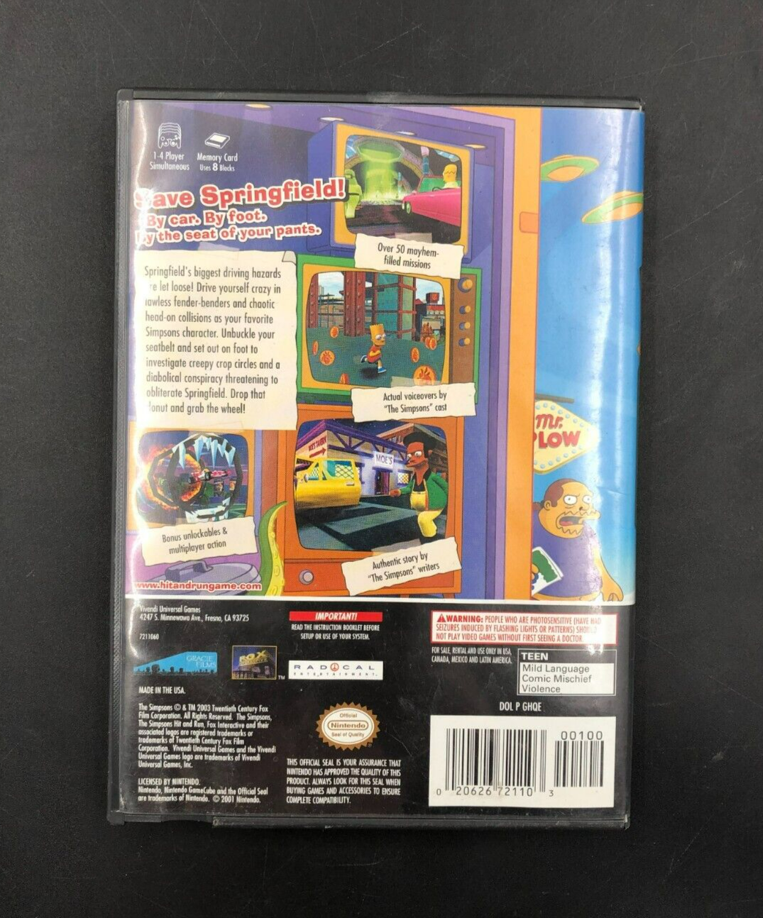 The Simpsons: Hit & Run (Nintendo GameCube) w/ Manual + Insert
