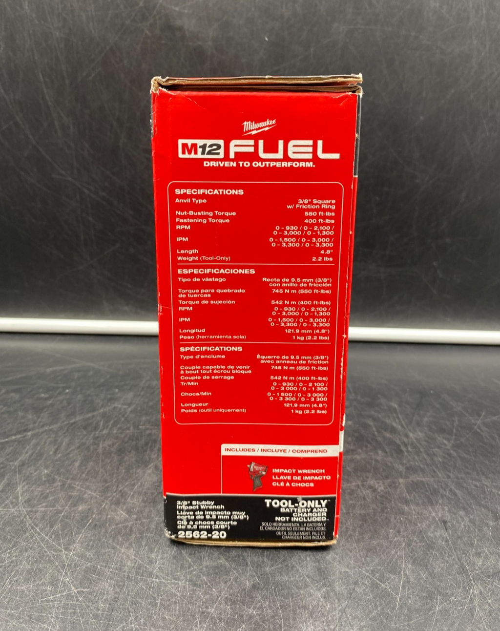 Milwaukee 2562-20 M12 Fuel 3/8" Stubby Impact Wrench (Tool-Only) - NEW