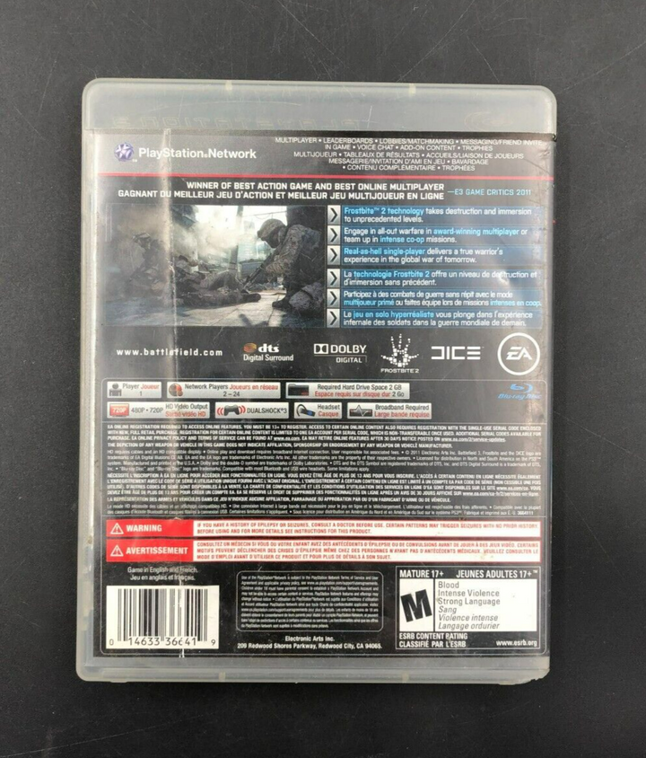 Battlefield 3 (PlayStation 3, PS3) w/ Manual + Insert - USED