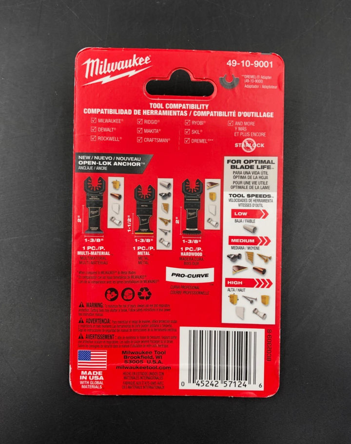 Milwaukee 49-10-9001 Open-Lok Anchor Universal Fit 3 PC. Variety Pack - NEW