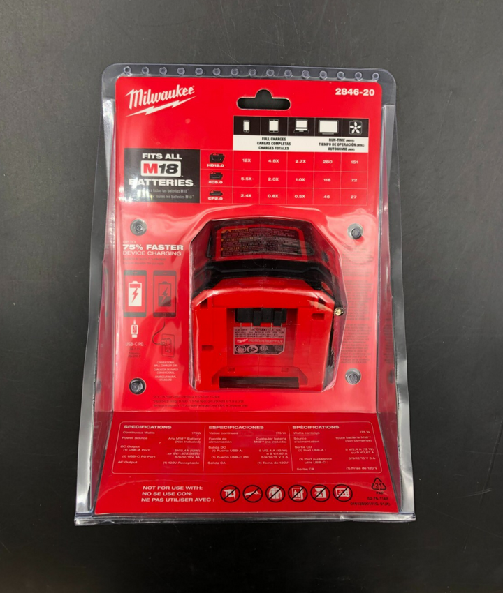 Milwaukee 2846-20 M18 Top-Off 175W Power Supply - NEW