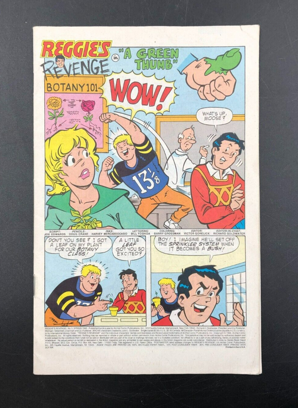 Archie Comics: Reggie's Revenge Issue #3 1995 Comic Book *Missing Cover*