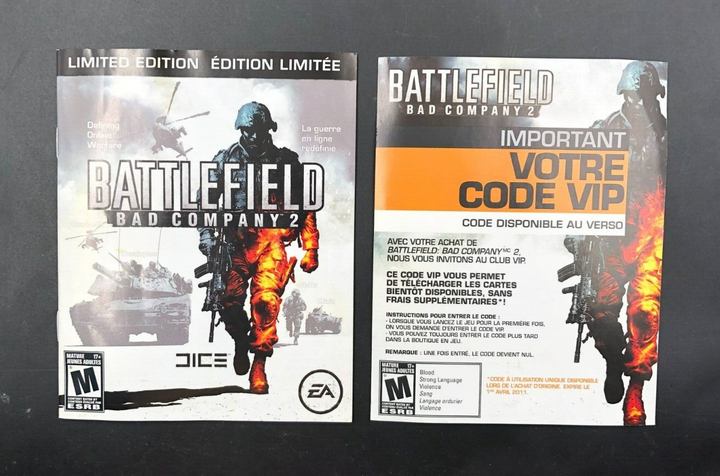 Battlefield: Bad Company 2 - Limited Edition (PlayStation 3, PS3) w/ Manual +VIP
