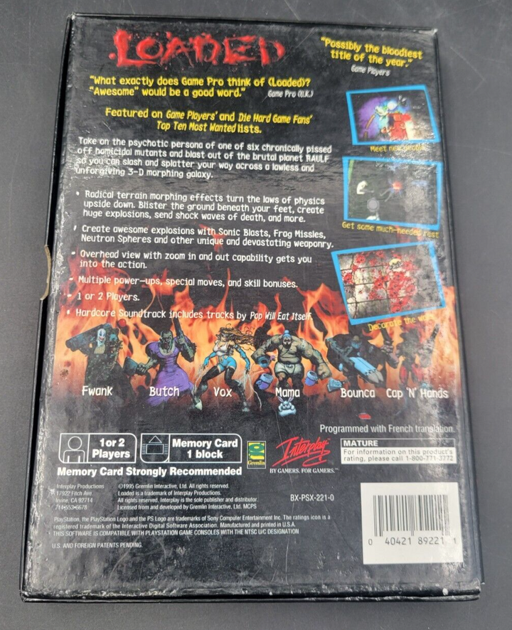 PLAYSTATION 1 - Long Box Game: LOADED w/Manual *USED, SEE PICS & DETAIL*