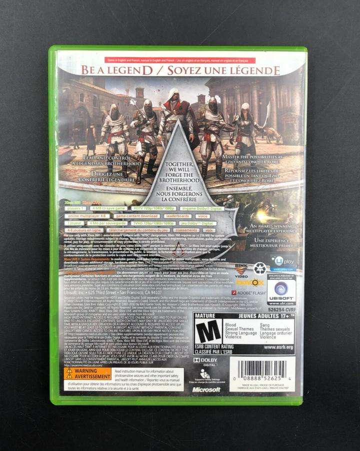 Assassin's Creed: Brotherhood (Microsoft XBOX 360) w/ EN/FR Manuals