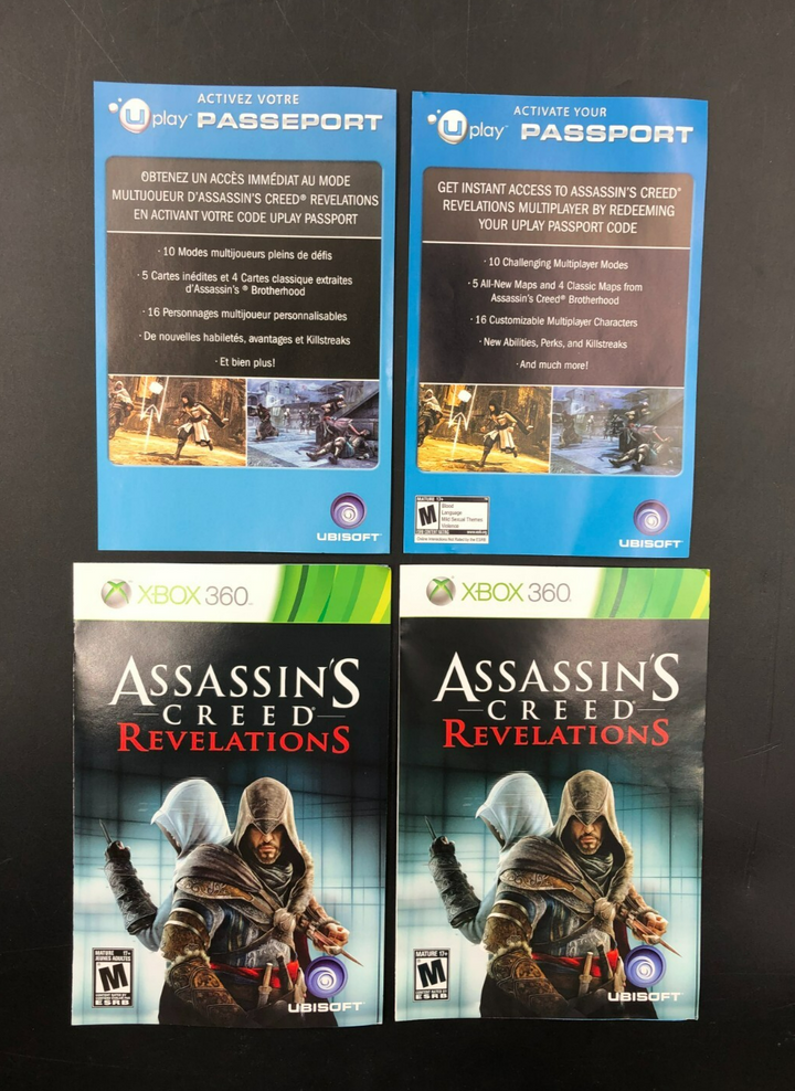 Assassin's Creed: Revelations (Microsoft XBOX 360) w/ EN/FR Manuals + Inserts