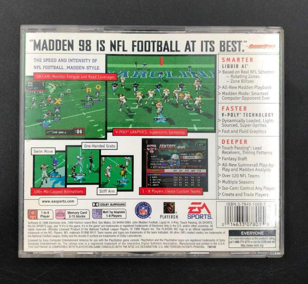 Madden NFL 98 Sony PlayStation 1