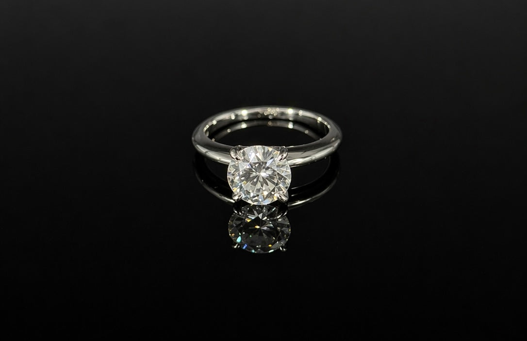 14KT White Gold Lady's Custom Made Solitaire Engagement Ring with Appraisal