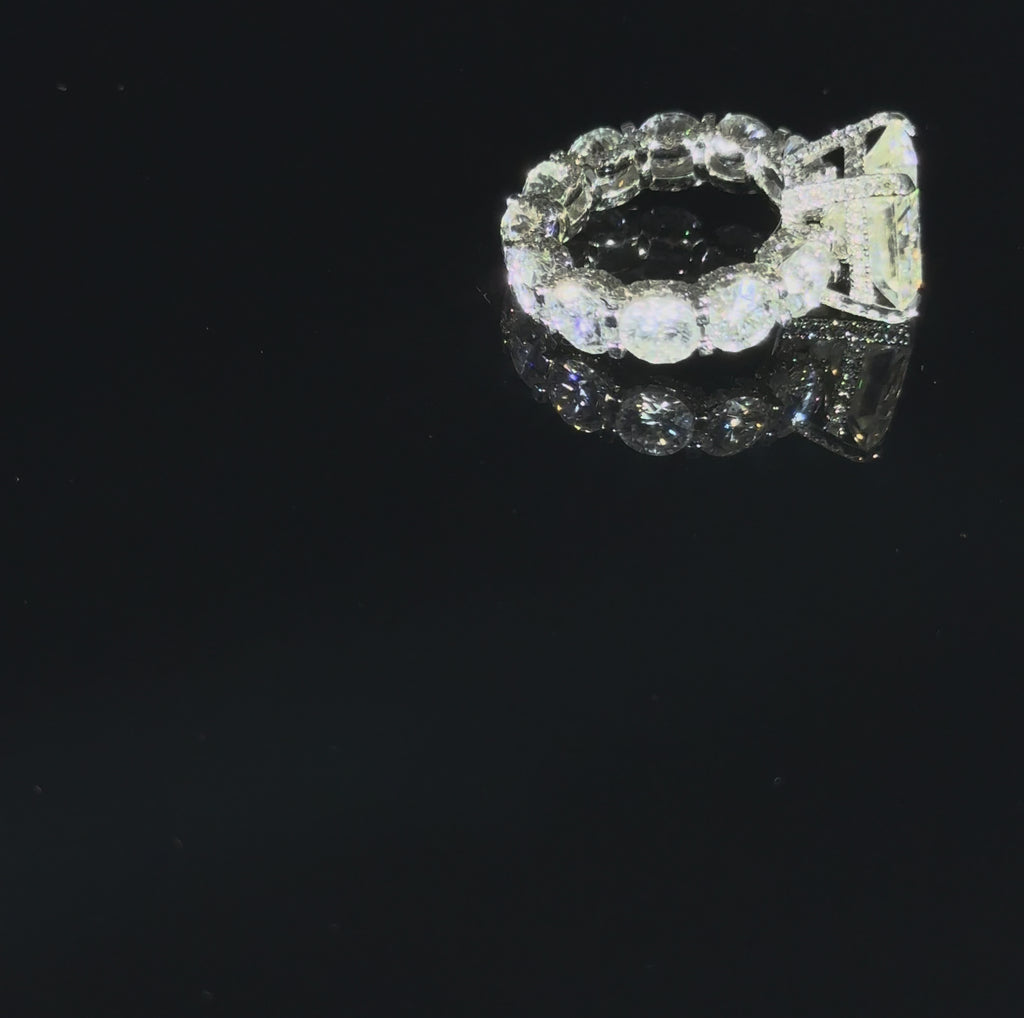 Custom 14K WG Radiant Cut Moissanite Engagement Ring|Hidden Halo|Diamond Accents