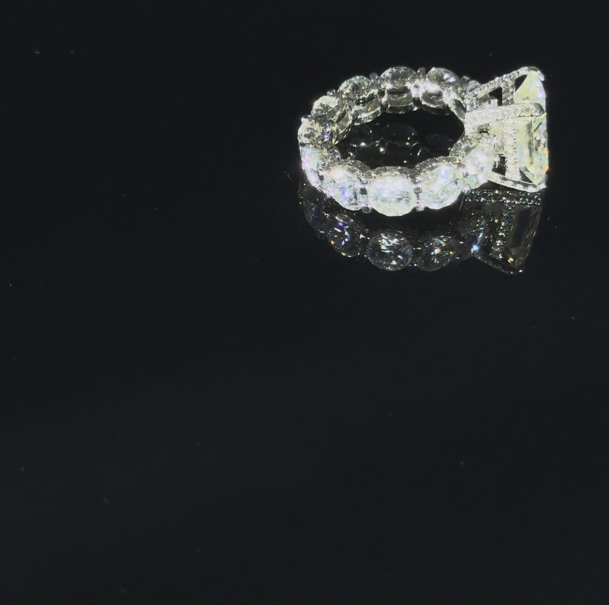 Custom 14K WG Radiant Cut Moissanite Engagement Ring|Hidden Halo|Diamond Accents