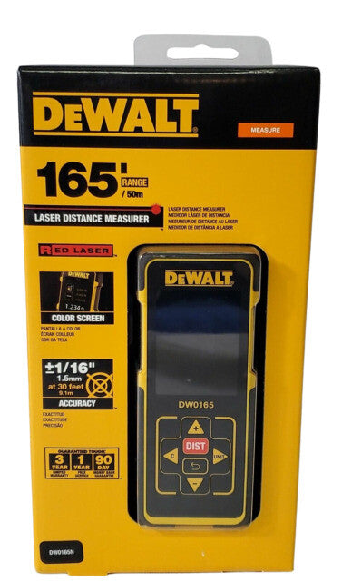 DeWalt DW0165N 165'(ft)/50m Red Laser Distance Measurer - BRAND NEW~~